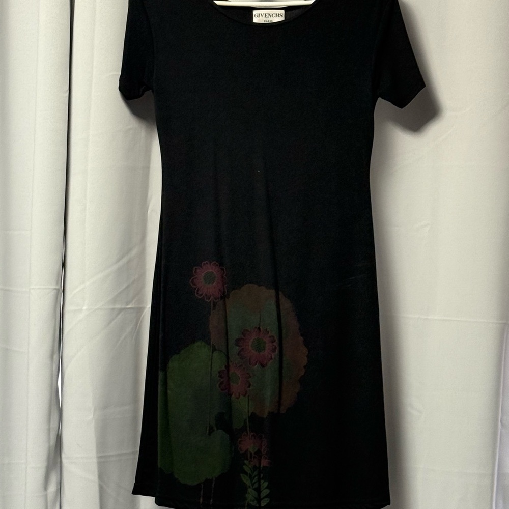 Black A-line Mini Dress with Green Accents